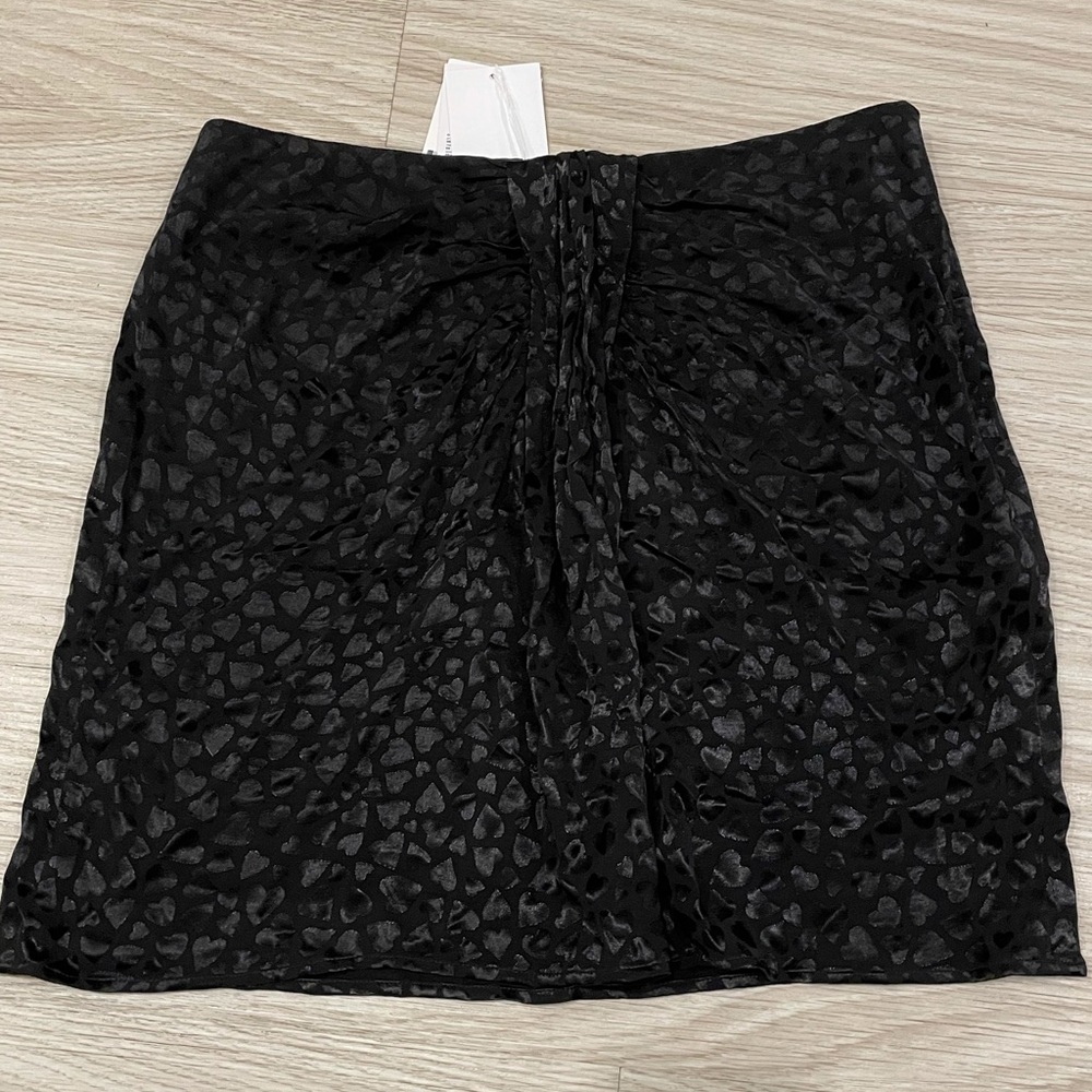 NWT & Other Stories Black Satin Heart Pattern Skirt